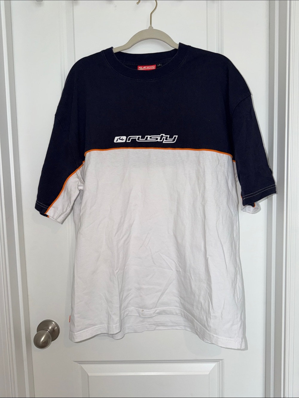 Rusty Black, White & Orange Short Sleeve Crew Tee